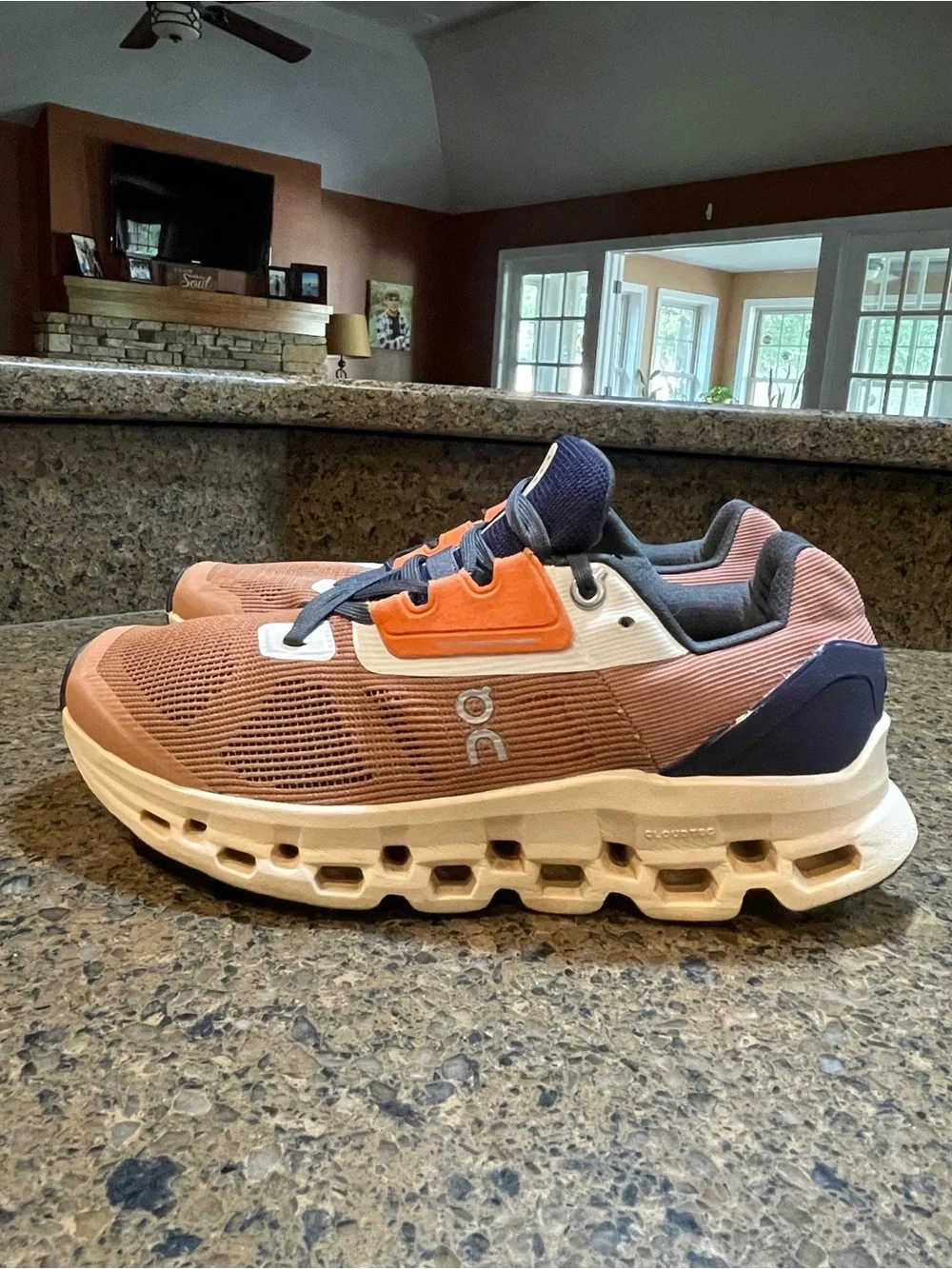 ❤️‍🔥 On Running Cloudstratus 2 Womens Athletic Shoe Cork Fawn Navy Sz 7 Workout